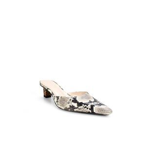 Staud Womens Leather Snakeskin Print Pointed Toe Mules Heels Gray Size 38 8
